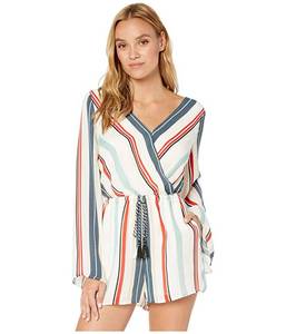 lot 71870 image: Cupcakes and Cashmere Caprice Striped Long Sleeve Romper (Ivory) Womens Jumpsuit & Rompers One Piece