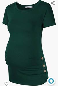 lot 71879 image: Coolmee Maternity Shirt Side Button and Ruched Maternity Tunic Tops Maternity Short Sleeve T-Shirts Size Small