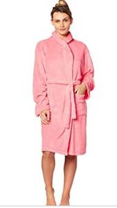 lot 71890 image: Hotel Spa Collection Herringbone Textured Plush Robe, Dark Coral Pink