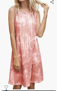 lot 71894 image: Lus Chic Womens T Shirt Dress Summer Tie Dye Dresses Mini Sleeveless Casual Short Swing Flowy Size Medium