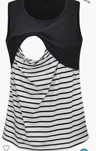 lot 71901 image: Womens Sleeveless Maternity Nursing Tee Shirt Patchwork Breastfeeding Pregnancy Tank Top Camisole Clothes Size XXL