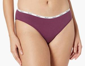 lot 71945 image: Mae Womens Logo Elastic Cotton Bikini Underwear, 3 Pack SIZE LARGE