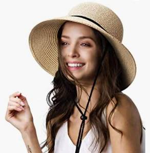 lot 71976 image: FURTALK Womens Wide Brim Sun Hat with Wind Lanyard UPF Summer Straw Sun Hats for Women