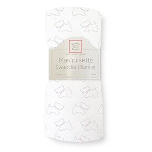 lot 71977 image: SwaddleDesigns Marquisette Swaddling Blanket, Premium Cotton Muslin, Pastel Pink Little Doggie