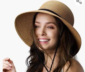 lot 71984 image: FURTALK Womens Wide Brim Sun Hat with Wind Lanyard UPF Summer Straw Sun Hats for Women