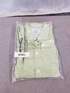 lot 71988 image: 28 Palms Mens Relaxed-Fit Long-Sleeve 100% Linen Check Shirt Size Medium