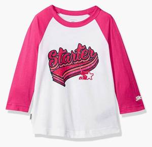 lot 72001 image: Starter Girls Distressed Logo Baseball T-Shirt Size Small