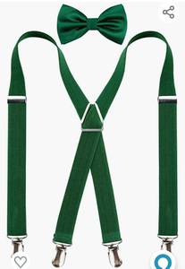 lot 72008 image: Alizeal Mens 4 Clips Suspenders and Pre Tied Bow Tie Set Solid Color