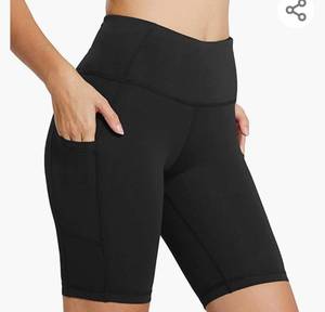 lot 72010 image: BALEAF Womens 8 7 5 High Waist Biker Shorts Workout Yoga Running Gym Compression Spandex Shorts Side Pockets Size Large