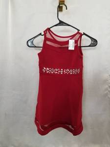 lot 72019 image: THE CHILDRENS PLACE GIRLS RED MESH PANEL STUDDED DRESS SIZE XS