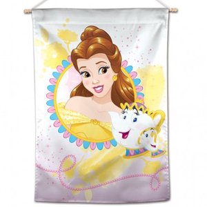 lot 72027 image: Belle with Teapot House Flag Licensed Disney Princess Mrs. Potts Chip 28 x 40