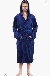 lot 72034 image: NY Threads Mens Hooded Fleece Robe - Plush Long Bathrobes Size SmallMedium