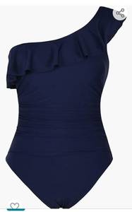 lot 72047 image: Womens One Piece Swimsuits One Shoulder Swimwear Asymmetric Ruffle Monokinis Bathing Suits Size Medium