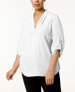 lot 72055 image: Calvin Klein Plus Size Pleated-Neck Blouse SIZE XL