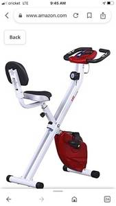 lot 90251 image: Soozier Foldable Upright Training Exercise Bike Indoor Stationary X Bike with 8 Levels of Magnetic Resistance for Aerobic Exercise, Red