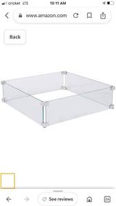 lot 90263 image: Fire Sense Fire Pit Wind Guard  Square  Clear Glass  22.5 Inches  Tempered Glass  for Propane, Gas, Fire Pits and Patio Heaters (63247)