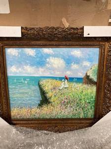 lot 90264 image: CLAUDE MONET OIL REPRINT WITH DECORATIVE FRAME