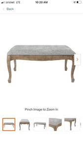 lot 90265 image: 18.25 in H Upholstered Gray Linen Entryway and Bedroom Bench