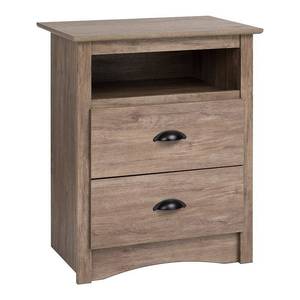 lot 90272 image: Porch & Den Church Driftwood Grey Tall 2-drawer Nightstand Retail$123.04