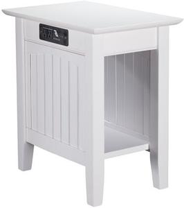 lot 90279 image: Nantucket Collection AH13312 22 Chair Side Table with 3 Built-In Outlets 3 Built-In USB Ports Open Bottom Shelf Traditional Style Rectangular