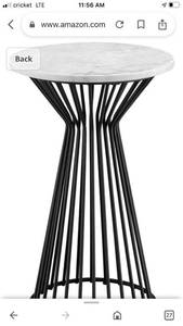 lot 90283 image: Madison Park Marbury Side Table, Small Stylish Bedroom Nightstand, Metal Wire Hour Glass Frame, Marble Top, Mid-Century Modern Luxe Accent Furniture for Living Room, WhiteBlack, 15 Wide