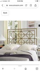 lot 90285 image: Safavieh Home Lucinda Retro Antique Gold Headboard, Queen