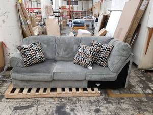 lot 8005 image: COLLEGE DORM 1 2 OF A COUCH PLUSH GREY