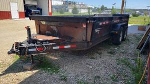 lot 7118 image: 2015 17ft P.J. Trailer Mfg. Co. Low-Profile Dump Trailer - Power Tilt Option and Double Door Back Access