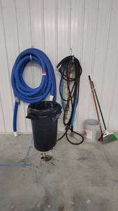 lot 12798 image: Assorted Hosing, Black Trash Can, and More