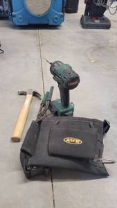 lot 12807 image: Tool Bag W a Flex Power 14in Impact Driver, Hammer, and More