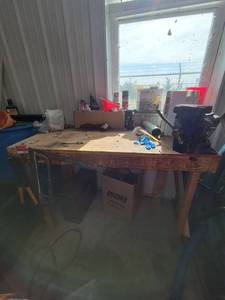 lot 13712 image: Wooden Work Bench - Vise Sold Separately