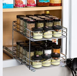 lot 37 image: Pull Out Double Spice Rack Organizer for Cabinet, Heavy Duty