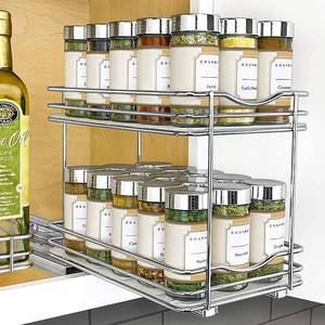 lot 39 image: Spice Rack Organizer For Cabinet - Pull Out Double Tier Spice Rack