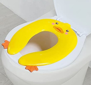 lot 100 image: Folding Travel Potty Seat Portable Non Slip Silicone Pads Toilet Potty Training Seat Cover with Carry Bag for Babies Toddlers Kids (Little Yellow Chicken)
