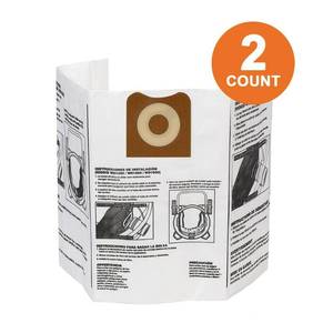 lot 11886 image: Ridgid VF3502 High Efficiency, Dry Pickup Dust Bags for 12 - 16 Gallon Ridgid Wet  Dry Vacuums (2 Pack)
