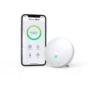 lot 16577 image: Airthings Wave Mini Battery Operated Smart Indoor Air Quality Monitor with Mold-Risk Indication 1pk