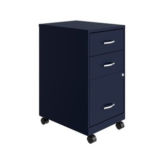 lot 11842 image: Space Solutions 18 Deep 3 Drawer Mobile Organizer Metal Cabinet, Navy- Retail$149.99