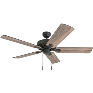 lot 11843 image: Prominence Home Eagle Creek Farmhouse 52 Aged Bronze Ceiling Fan, BarnwoodTumbleweed Blades, 3 Speed Remote- Retail$94.98