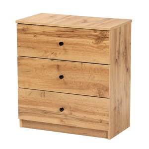 lot 11844 image: Decon Wood 3 Drawer Storage Chest Oak Brown - Baxton Studio