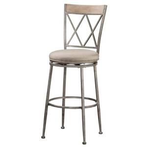 lot 11847 image: Hillsdale Furniture Stewart IndoorOutdoor Swivel Counter Stool in Aged Pewter - 41.5H x 20.5W x 18D- Retail$163.46