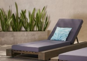 lot 11839 image: Broadway Outdoor Acacia Wood Chaise Cushion by Christopher Knight Home- Dark Gray