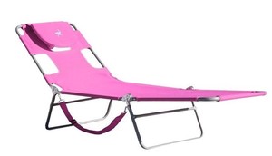 lot 11868 image: Pink Fold Out Beach Lounge Chair With Face Hole
