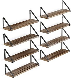 lot 11879 image: Bright Maison Mino Floating Shelves, Burnt Finish,Set Of 8