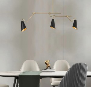 lot 11853 image: Modern Black Gold 3 Light Linear Chandelier