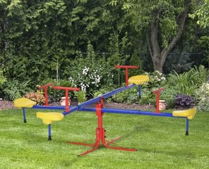 lot 11858 image: Outsunny 4 Way Metal Playground Teeter Totter