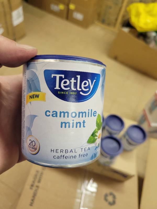 lot 222477 image: (Lot of 6) Tetley Chamomile Mint Tea  Caffeine Free