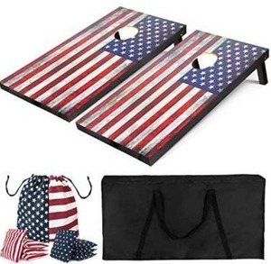 lot 63218 image: YumHome Vintage Flag All-Wood Cornhole Set - Includes 2 Regulation Size Cornhole Boards, 8 All-Weather Cornhole Bags, Travel Case, Cornhole Game Set for Indoor Outdoor Fun