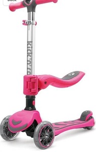 lot 63225 image: Kicknroll Kick Scooter for Kids,Extra-Wide Deck Lean to Steer Foldable Scooter with 3 LED Light Wheels and 4 Adjustable Height, 110 Lbs Capacity