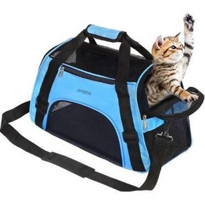 lot 63244 image: JMOON Cat Carrier Soft-Sided Airline Approved Pet Carrier Bag,Pet Travel Carrier for Cats,Dogs Puppy Comfort Portable Foldable Pet Bag (Small, Blue)