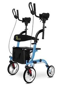 lot 63265 image: WINLOVE Upright Rollator Walkers for Seniors Stand Up Aluminium Tall Walker Light Weight for Rolling Mobility Walking Aids Blue